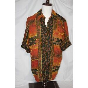 THE TERRITORY AHEAD Men's XL Rayon Geometric Short Sleeve Shirt Native Pattern